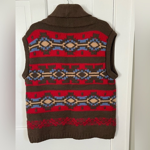 Vintage MILLIGAN BRAND KNITS Chunky Southwestern Hand Knit Vest XL Made in USA - Picture 5 of 12